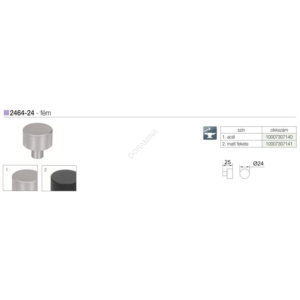 Kép 2/2 - BÚTORFOGANTYÚ 2464-24 ZN27 ACÉL
