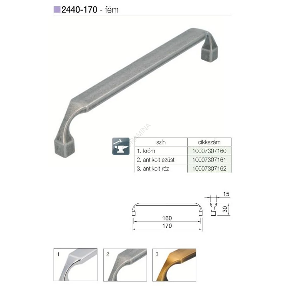 Kép 2/3 - BÚTORFOGANTYÚ 2440-170ZN79 ANTIKOLT RÉZ