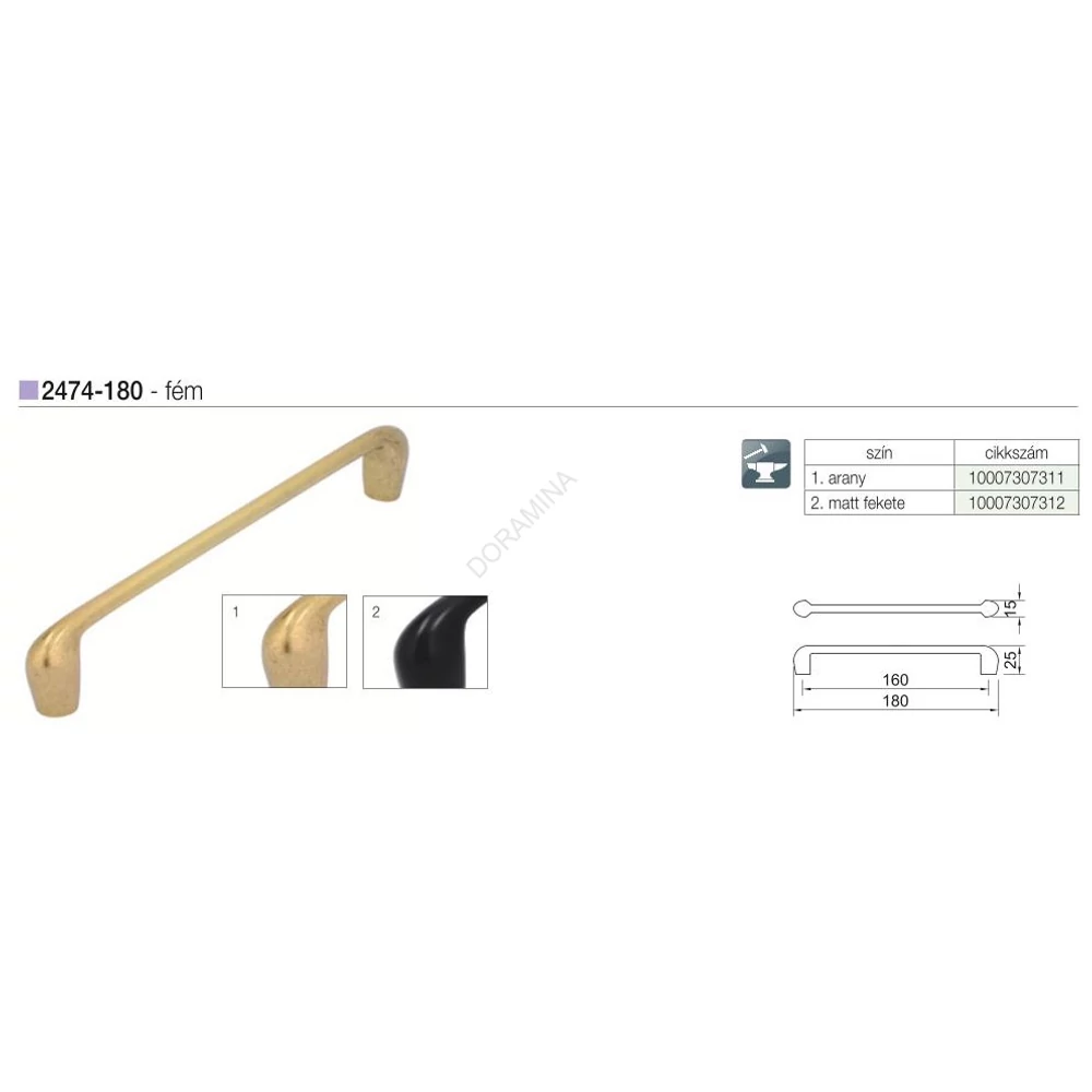 Kép 2/2 - BÚTORFOGANTYÚ 2474-180 ZN83 ARANY