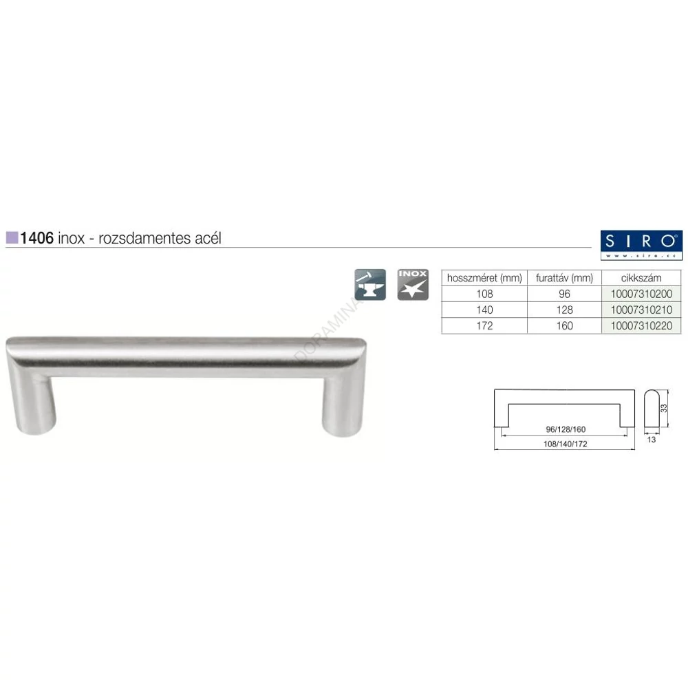 Kép 2/2 - BÚTORFOGANTYÚ 1406-172 N1 160 ACÉL