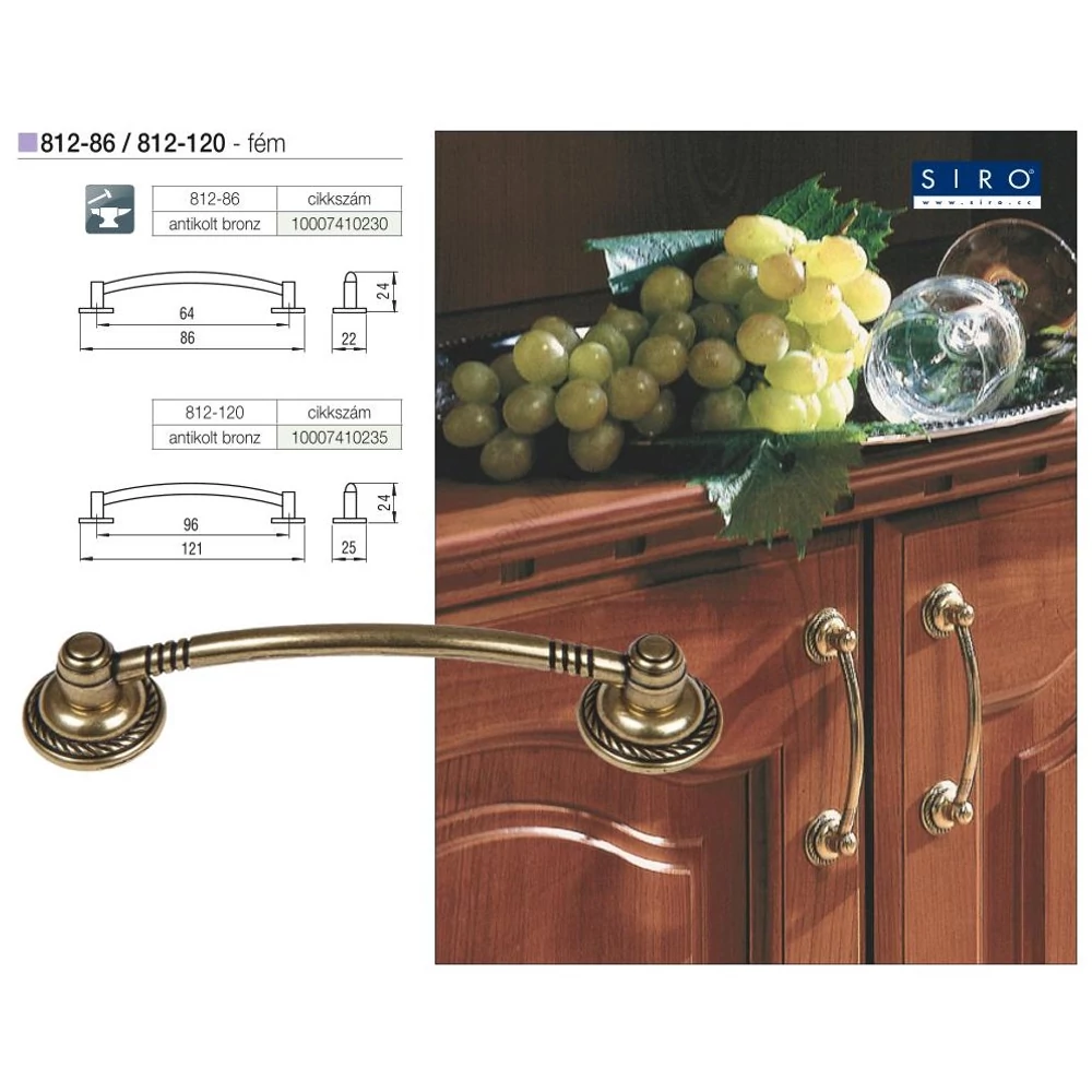 Kép 2/2 - BÚTORFOGANTYÚ 812-120 96 ANTIKOLT BRONZ