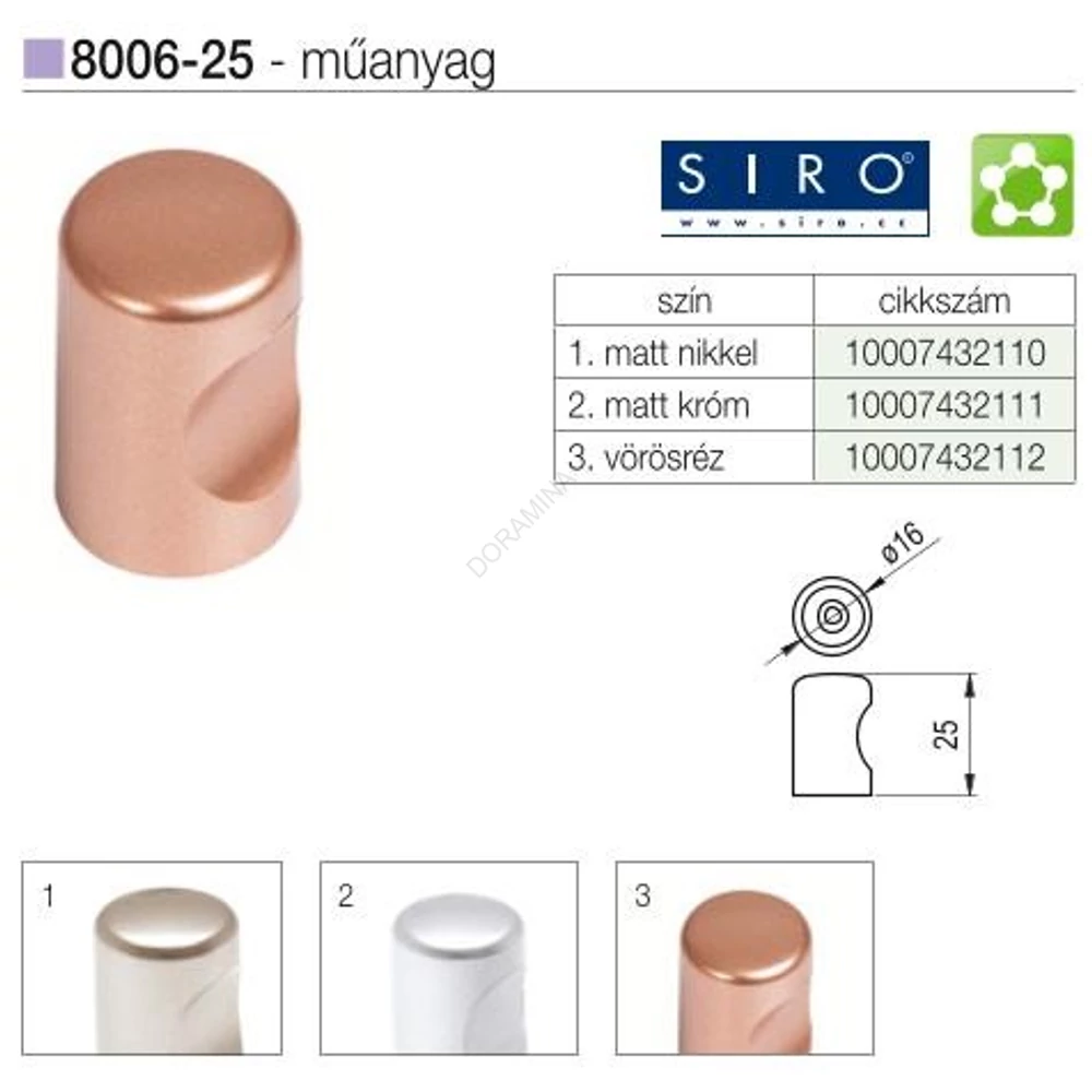 Kép 2/3 - BÚTORFOGANTYÚ 8006-25 GOMB MATT KRÓM