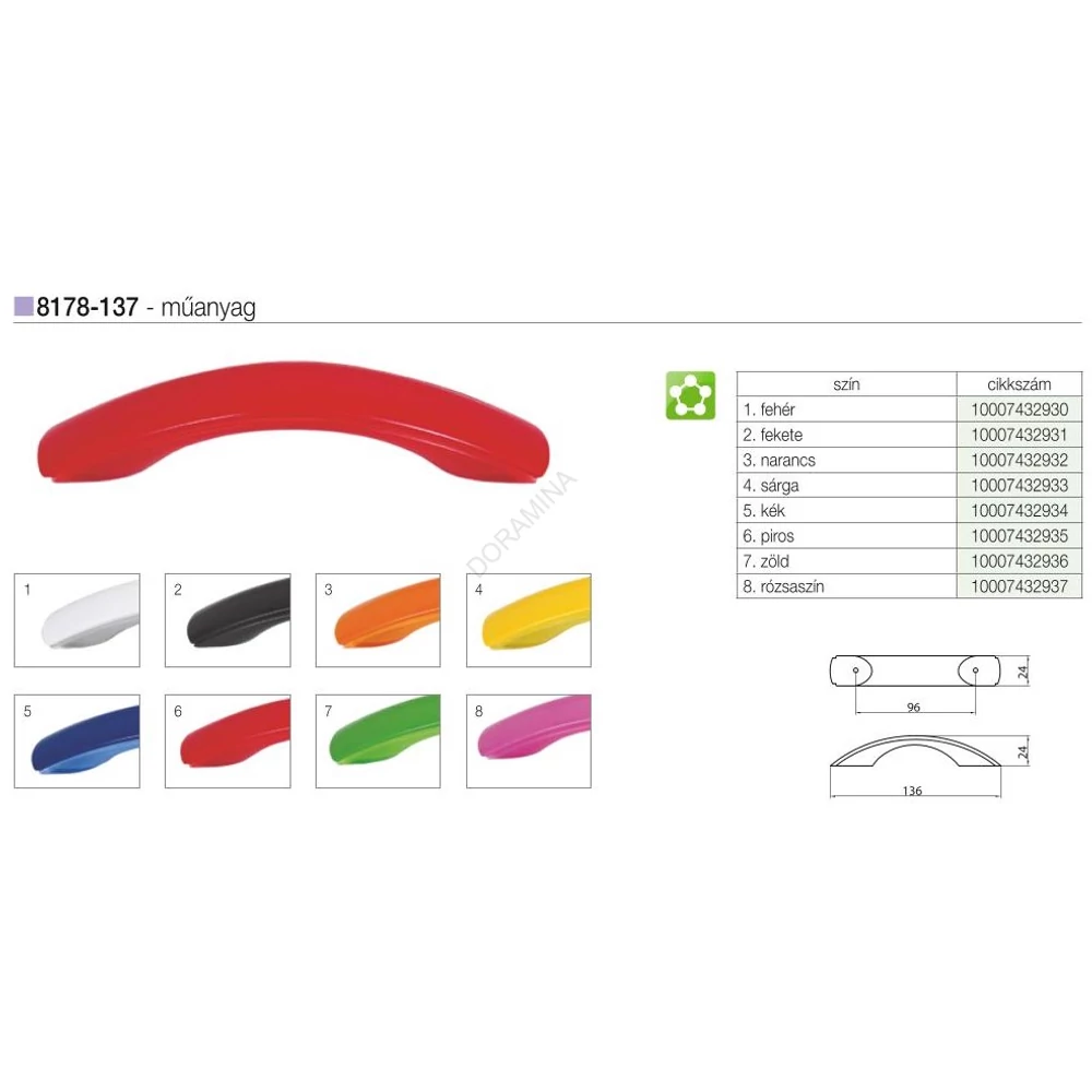 Kép 2/2 - BÚTORFOGANTYÚ 8178-137 96 NARANCS