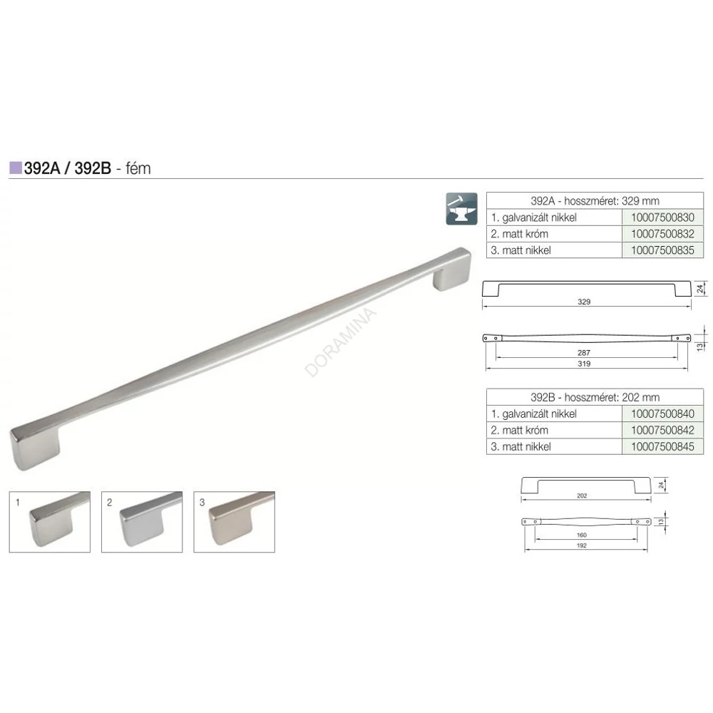 Kép 2/2 - BÚTORFOGANTYÚ 392B/11 160/192 GALVANIZÁLT NIKKEL
