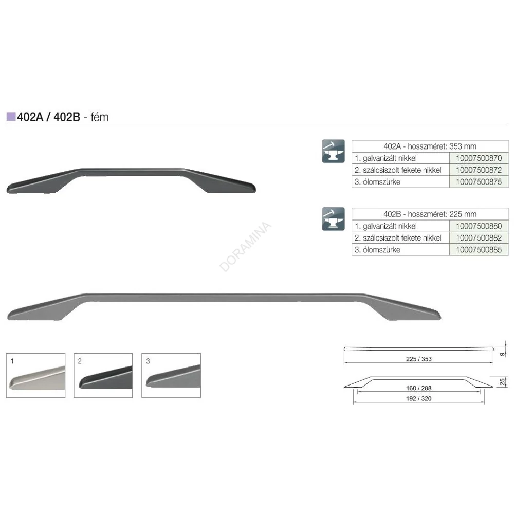 Kép 2/2 - BÚTORFOGANTYÚ 402 B/11 160/192 GALVANIZÁLT NIKKEL