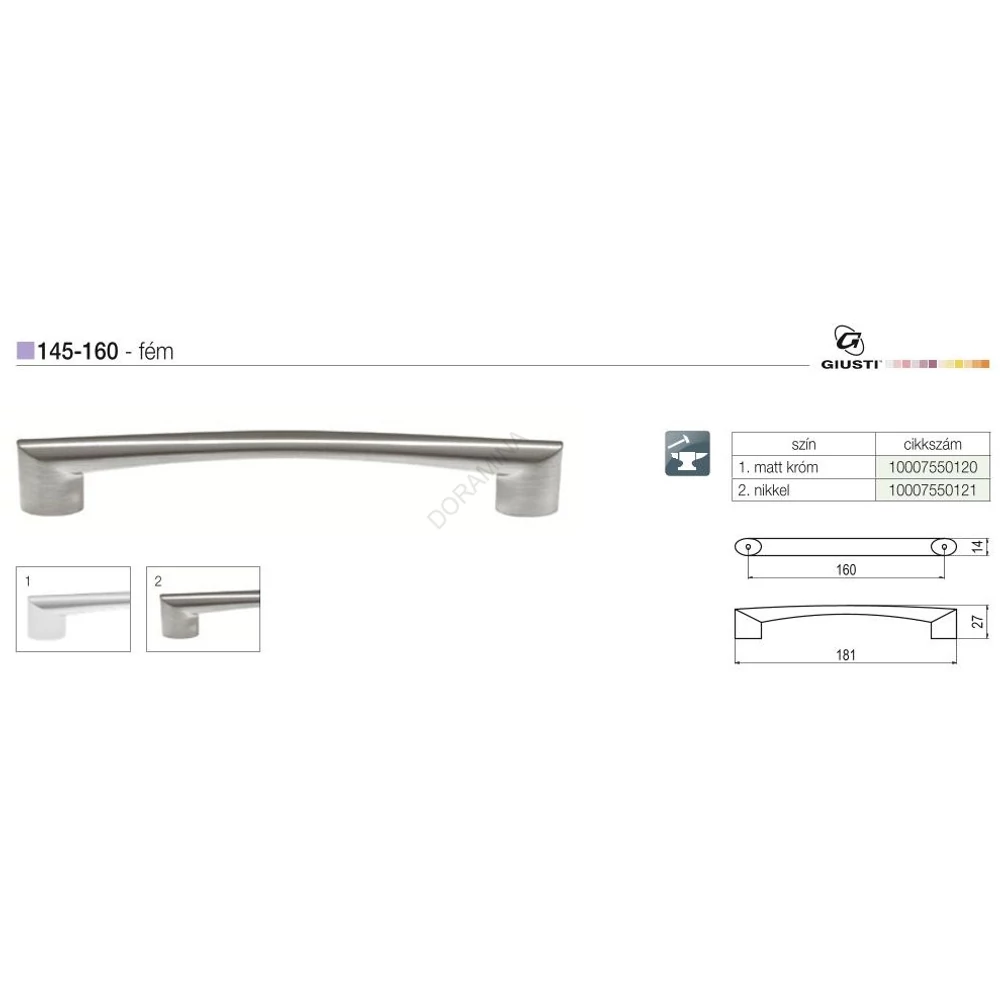 Kép 2/2 - BÚTORFOGANTYÚ 145-160 160 NIKKEL