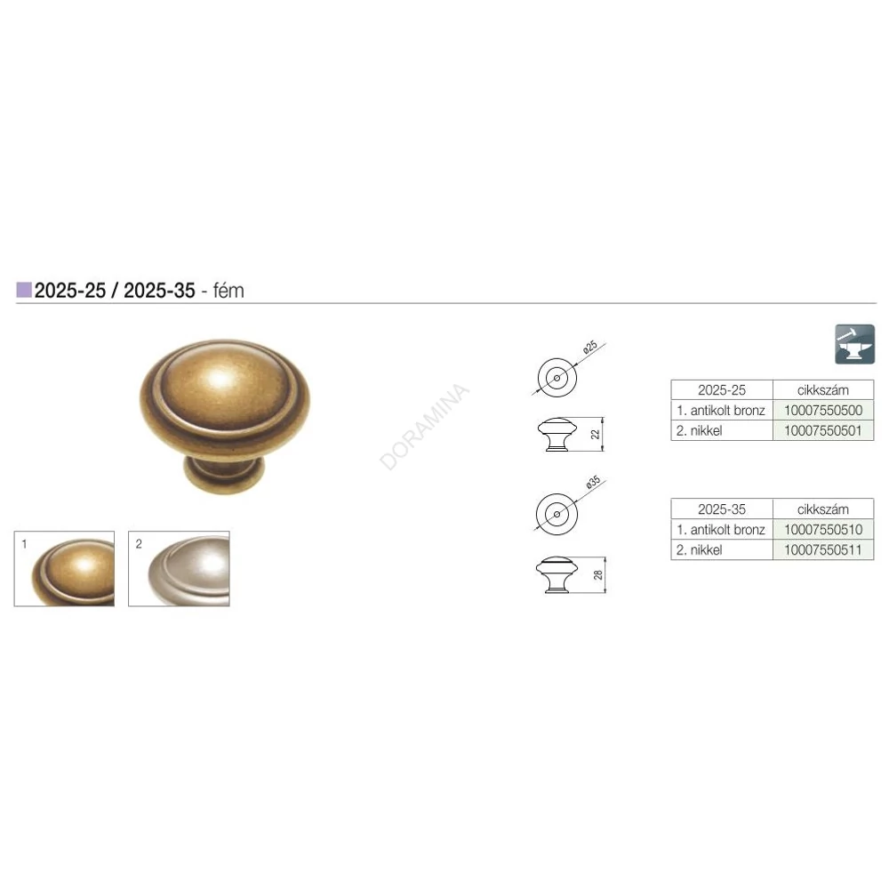 Kép 2/2 - BÚTORFOGANTYÚ 2025-35 Átm:35 NIKKEL