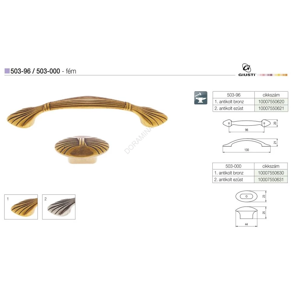 Kép 2/2 - BÚTORFOGANTYÚ 503-96 96 ANTIKOLT BRONZ