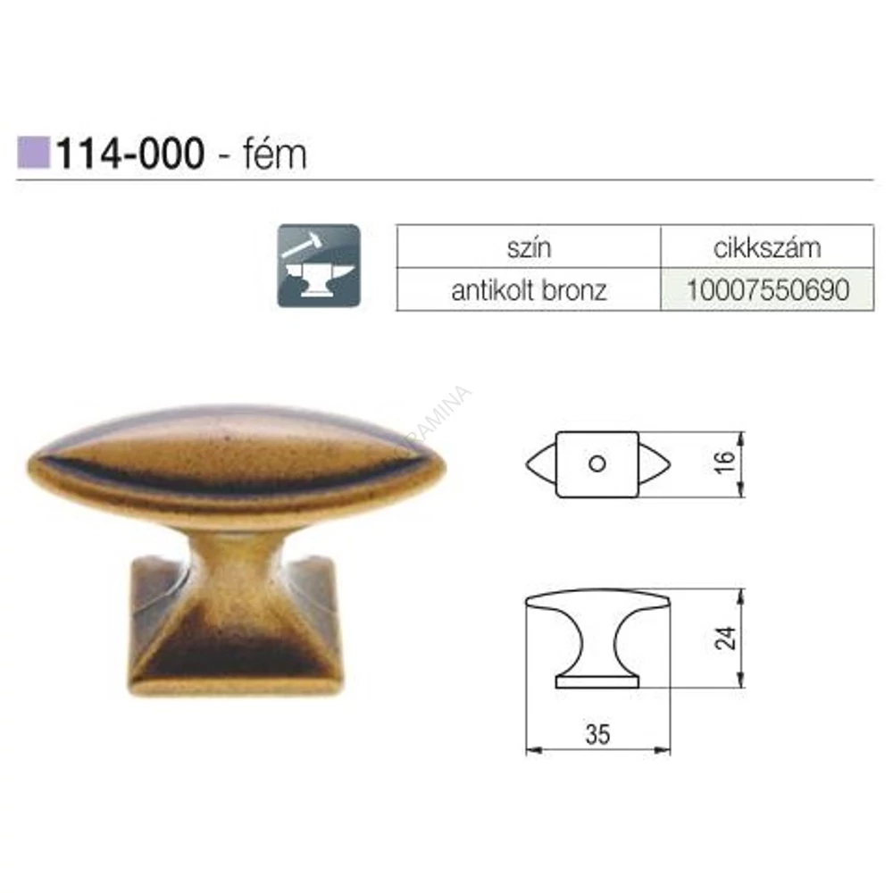 Kép 2/2 - BÚTORFOGANTYÚ 114-000 35x24 ANTIKOLT BRONZ