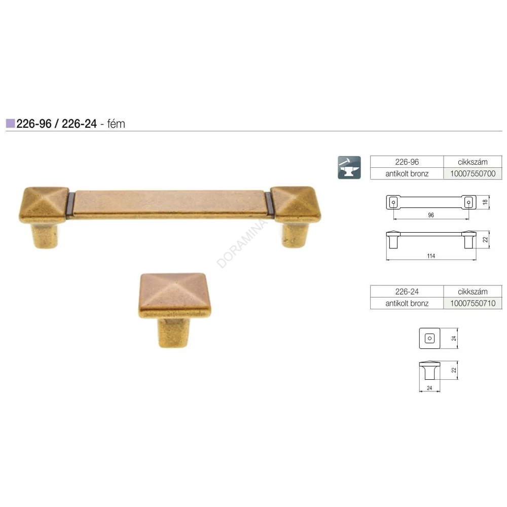 Kép 2/2 - BÚTORFOGANTYÚ 226-24 24 ANTIKOLT BRONZ