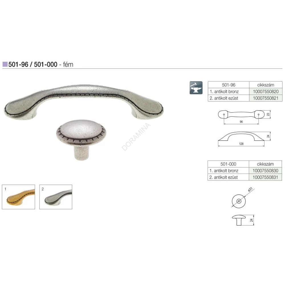 Kép 2/2 - BÚTORFOGANTYÚ 501-000 Átm:31 ANTIKOLT BRONZ