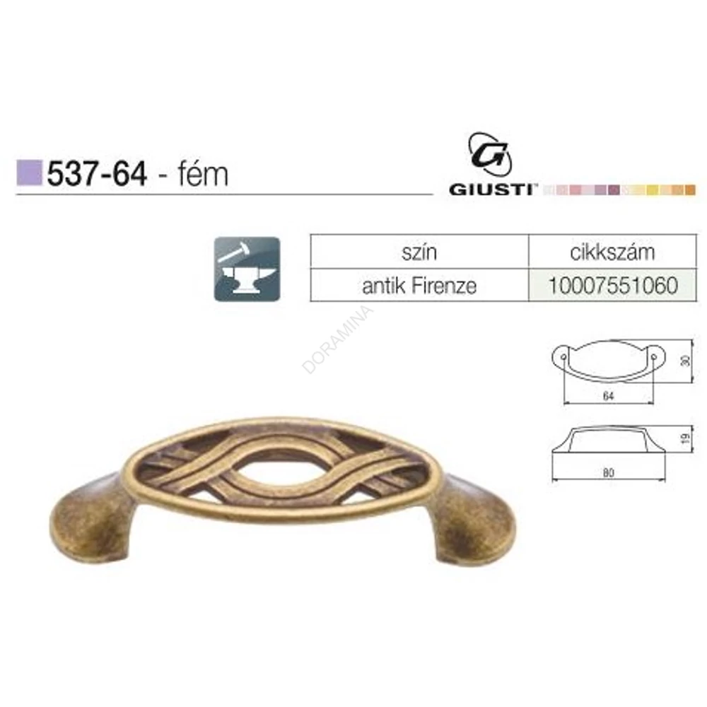 Kép 2/2 - BÚTORFOGANTYÚ 537-64 64 ANTIK FIRENZE