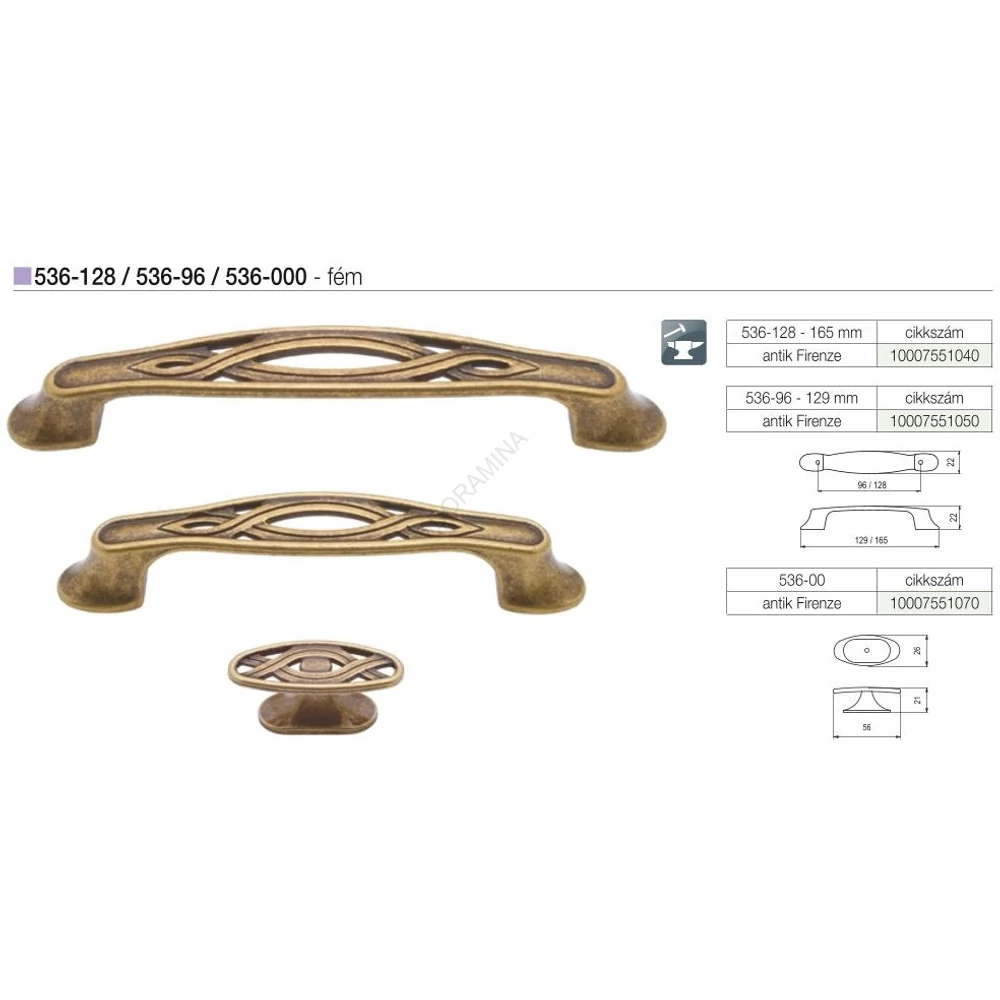 Kép 2/2 - BÚTORFOGANTYÚ 536-000 56X26 ANTIK FIRENZE