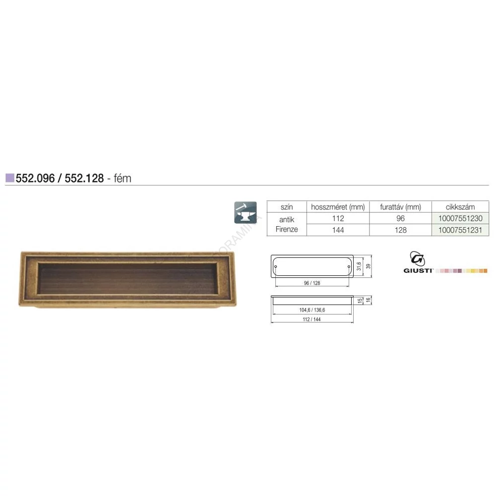 Kép 2/2 - BÚTORFOGANTYÚ 552.128.00D1 128 ANTIK FIRENZE