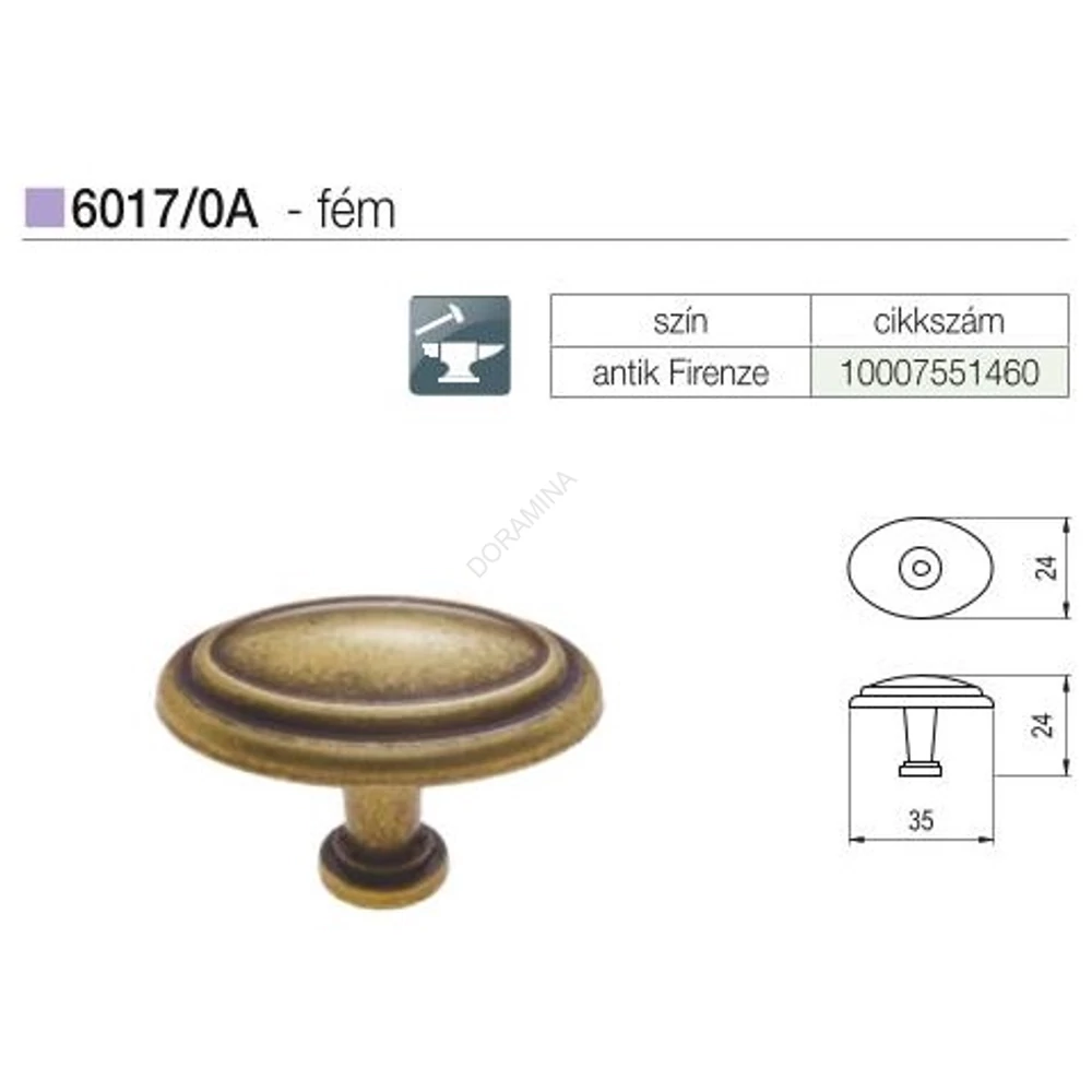 Kép 2/2 - BÚTORFOGANTYÚ 6017/0A.D1 34,5x23,5 ANTIK FIRENZE