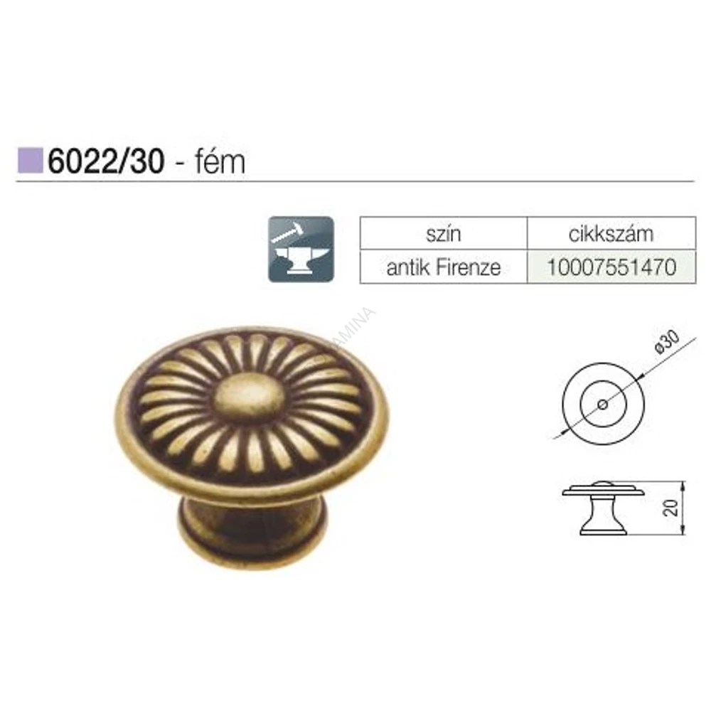 Kép 2/2 - BÚTORFOGANTYÚ 6022/30.D1 30 ANTIK FIRENZE