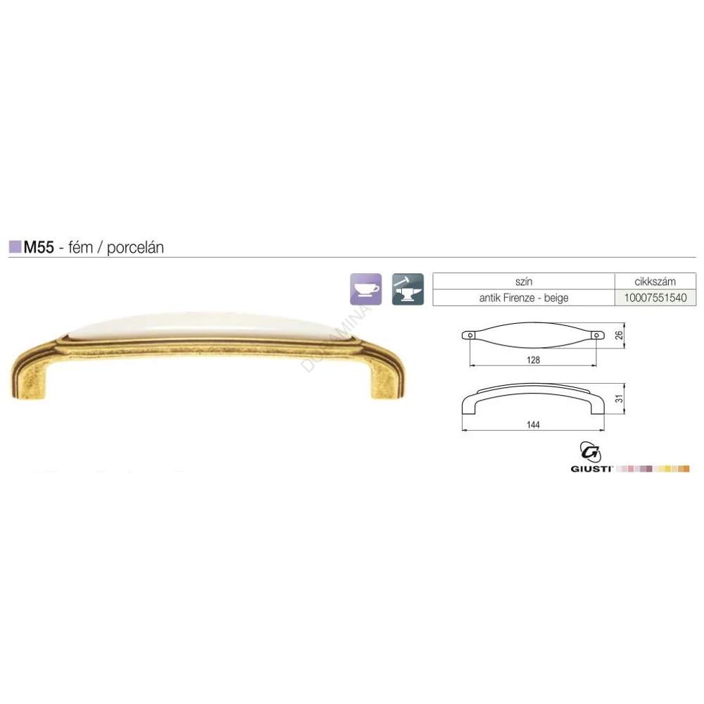Kép 2/2 - BÚTORFOGANTYÚ M55.01.00.D1G 128 ANTIK FIRENZE-BEIGE