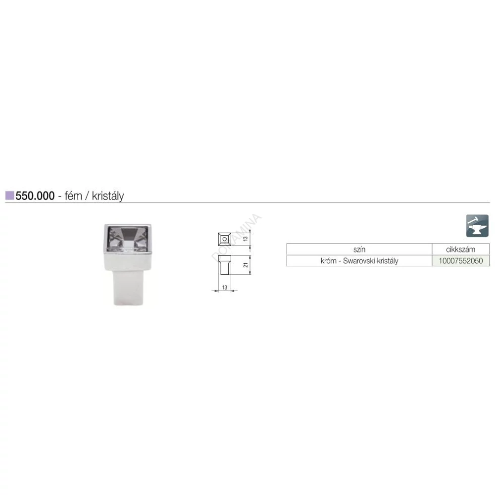 Kép 2/2 - BÚTORFOGANTYÚ 550.000.KR02  KRÓM-SWAROVSKI KRISTÁLY