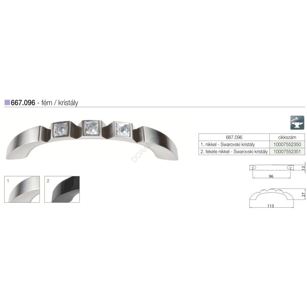 Kép 2/2 - BÚTORFOGANTYÚ 667.096.KRE2 . FEKETE NIKKEL-SWAROVSKI KRISTÁLY