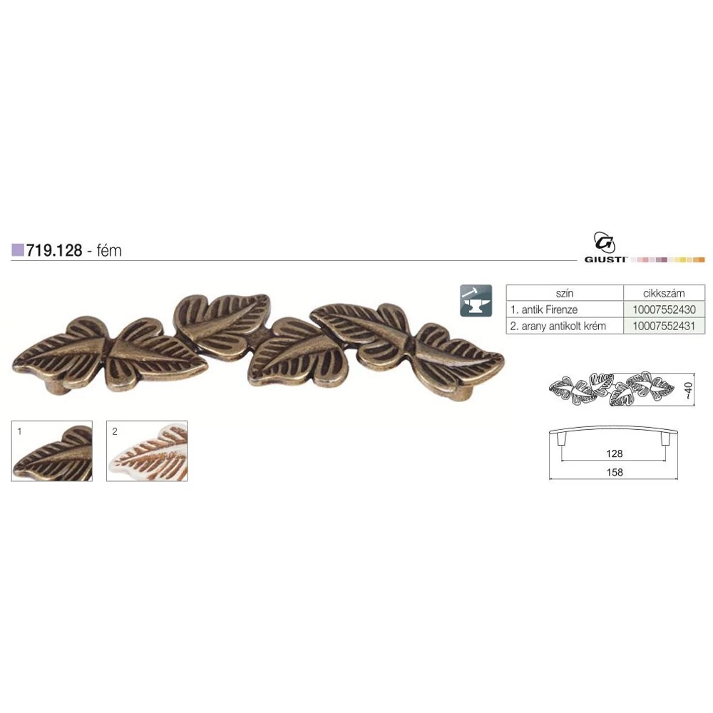 Kép 2/2 - BÚTORFOGANTYÚ 719.128.00D1 . ANTIK FIRENZE