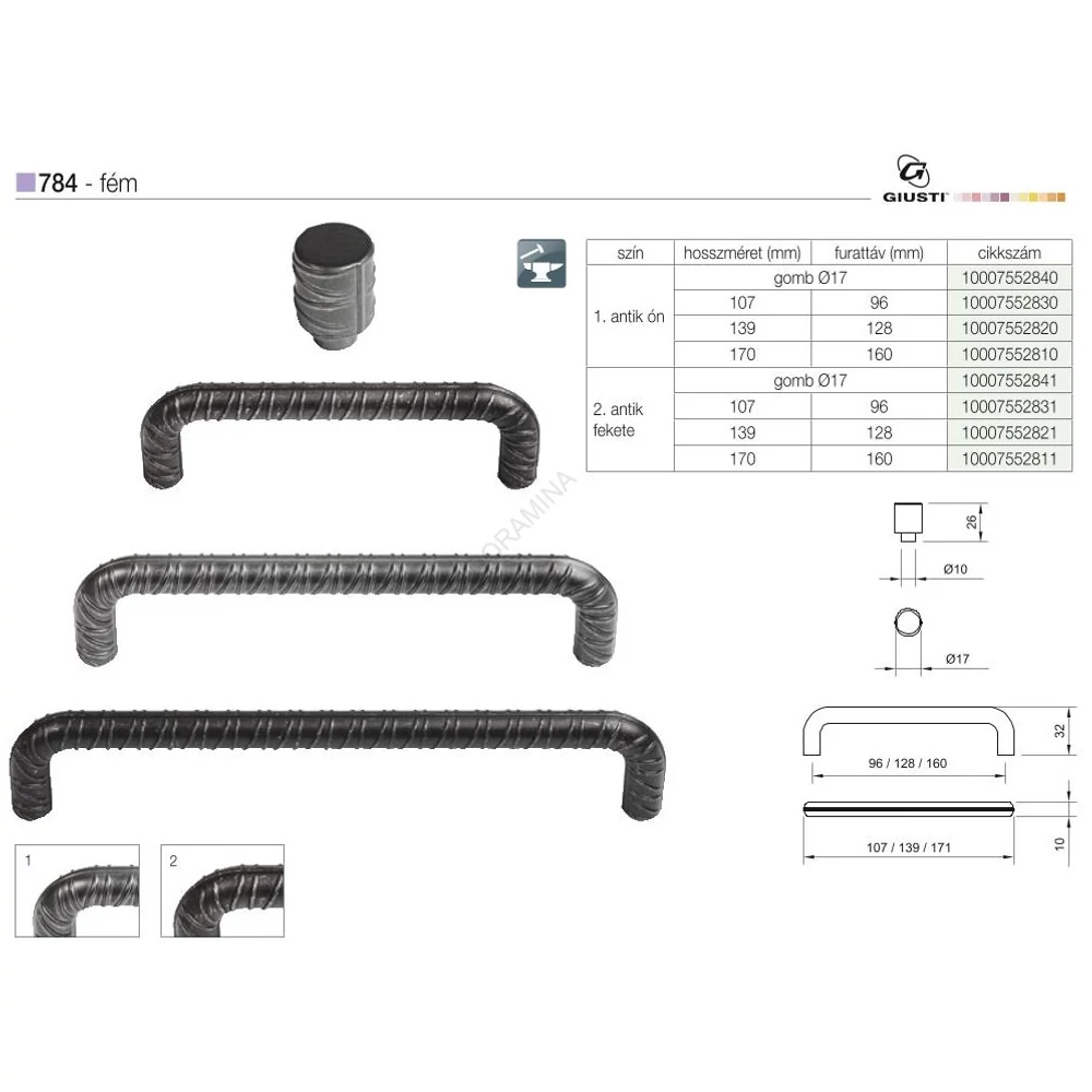 Kép 2/2 - BÚTORFOGANTYÚ WMN784.128.00C7 128 ANTIK ÓN