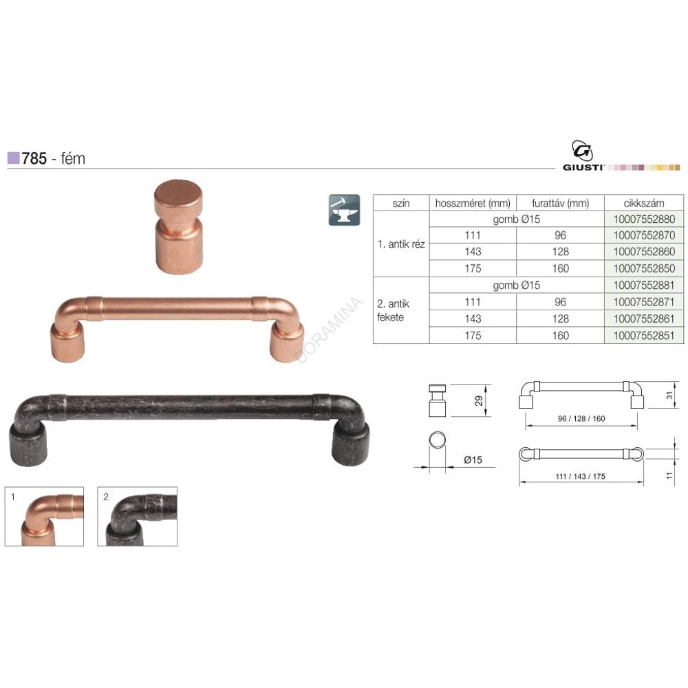 Kép 2/2 - BÚTORFOGANTYÚ WPO785.000.00T2 GOMB, 15MM ANTIK FEKETE