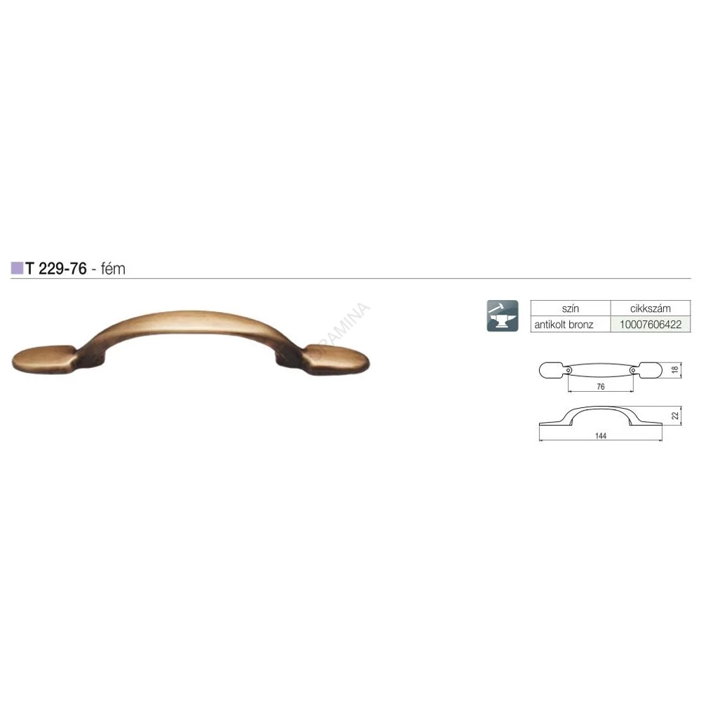 Kép 2/2 - BÚTORFOGANTYÚ T229-76 76 ANTIKOLT BRONZ