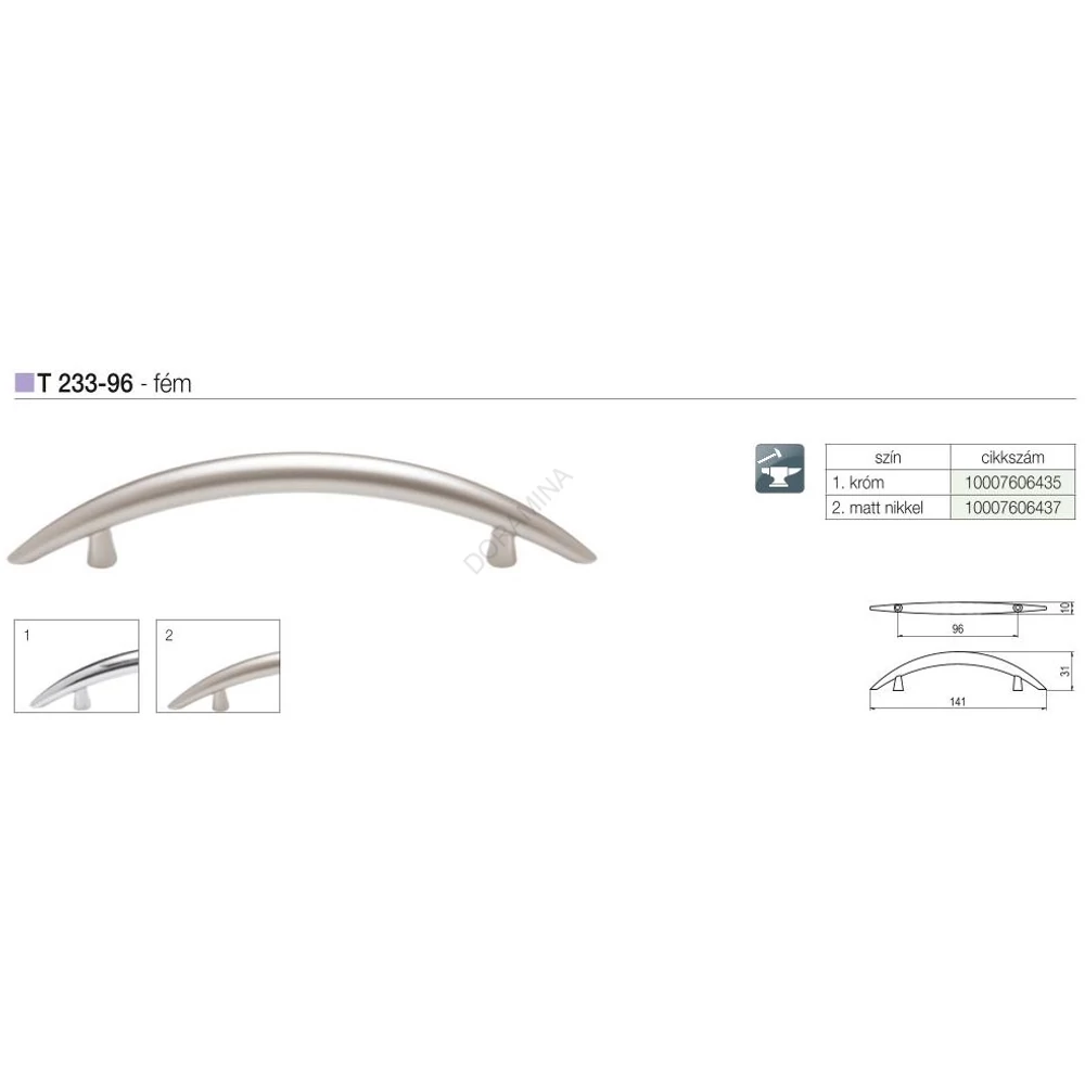 Kép 2/2 - BÚTORFOGANTYÚ T233-96 96 KRÓM