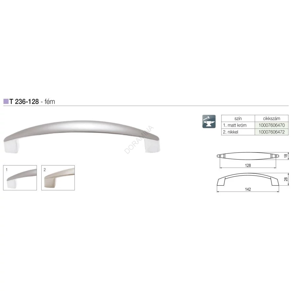 Kép 2/2 - BÚTORFOGANTYÚ T236-128 128 NIKKEL