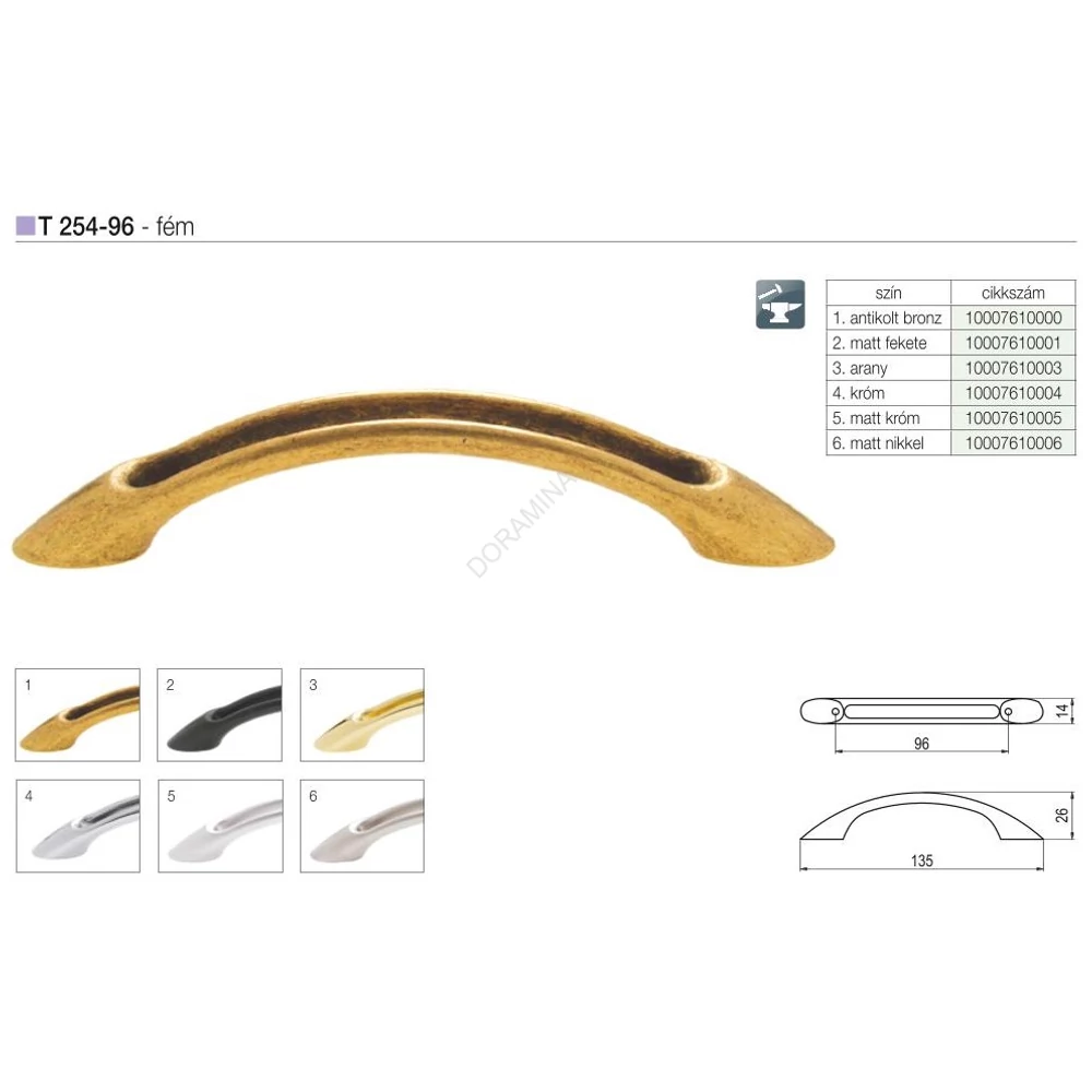 Kép 2/2 - BÚTORFOGANTYÚ T254-96 96 ANTIKOLT BRONZ