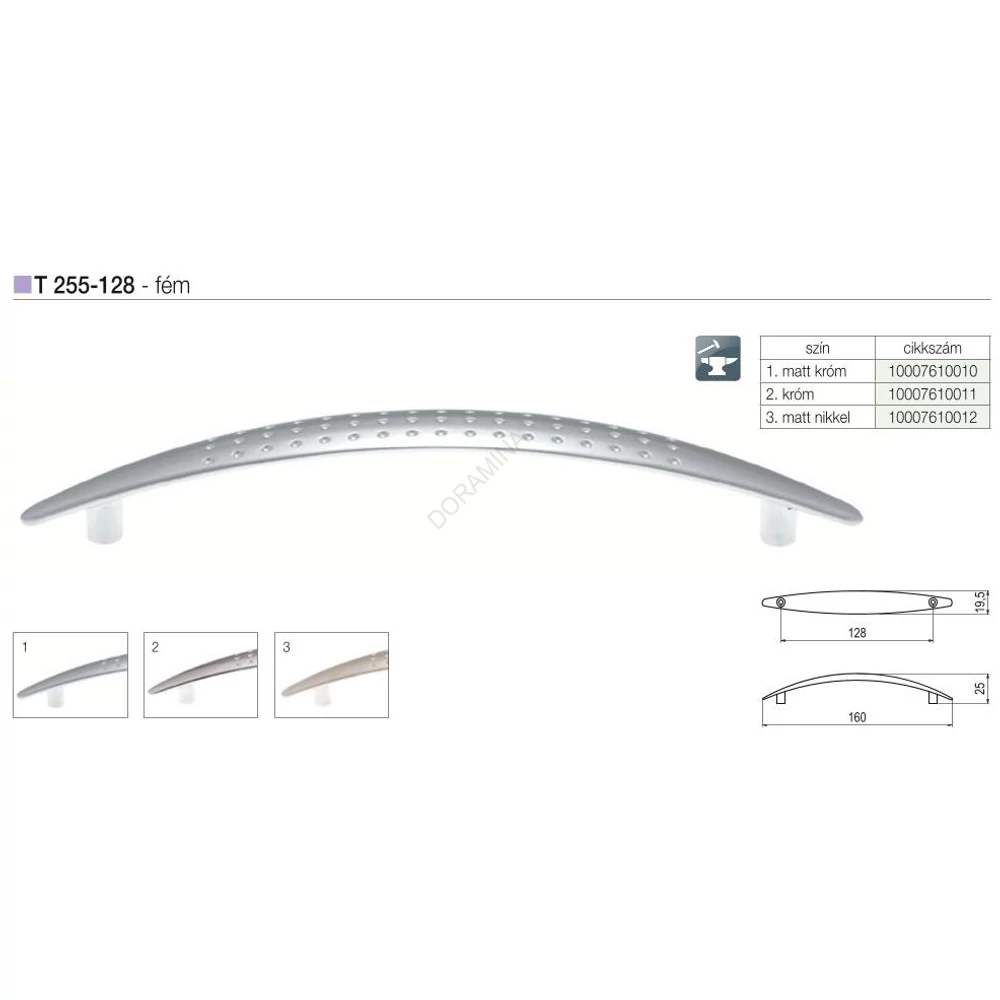 Kép 2/2 - BÚTORFOGANTYÚ T255-128 128 KRÓM