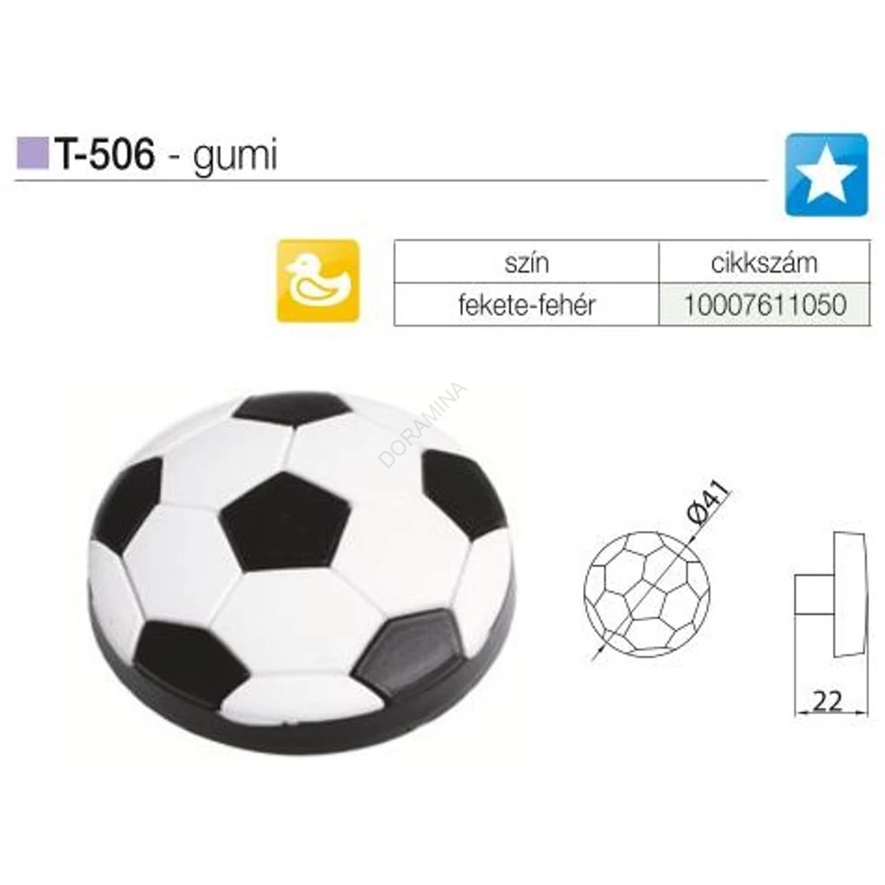 Kép 2/2 - BÚTORFOGANTYÚ T506 GOMB FEHÉR-FEKETE
