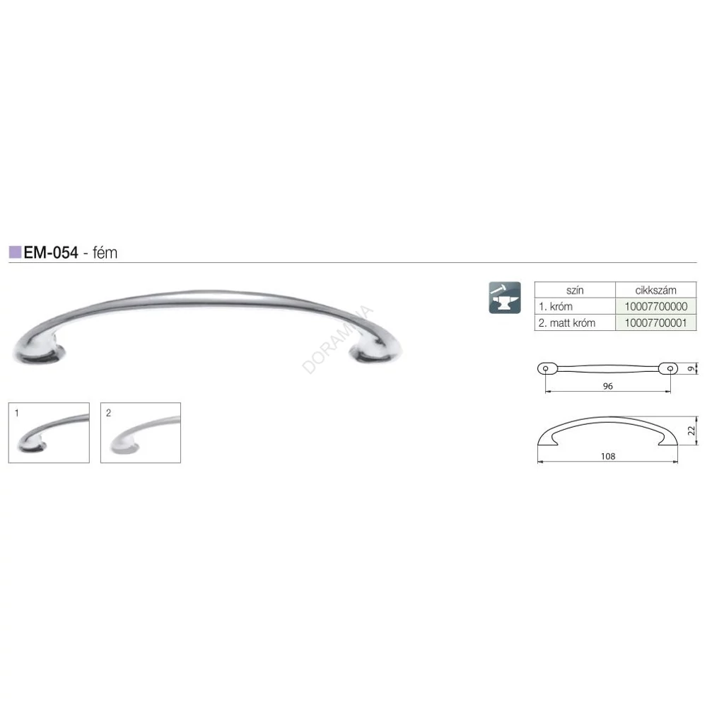 Kép 2/2 - BÚTORFOGANTYÚ EM-054 96mm KRÓM