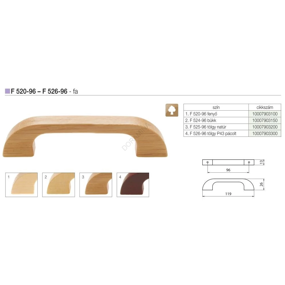 Kép 2/2 - BÚTORFOGANTYÚ F 526-96 96 PÁCOLT TÖLGY