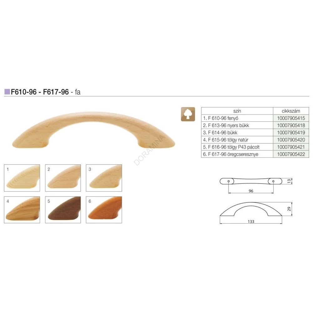 Kép 2/2 - BÚTORFOGANTYÚ F 610-96 96 FENYŐ