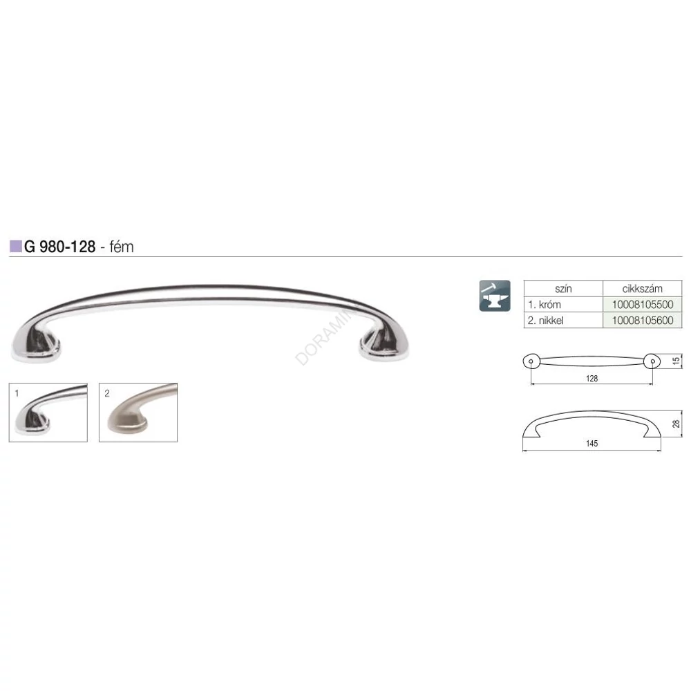 Kép 2/2 - BÚTORFOGANTYÚ G 980-128 128 NIKKEL