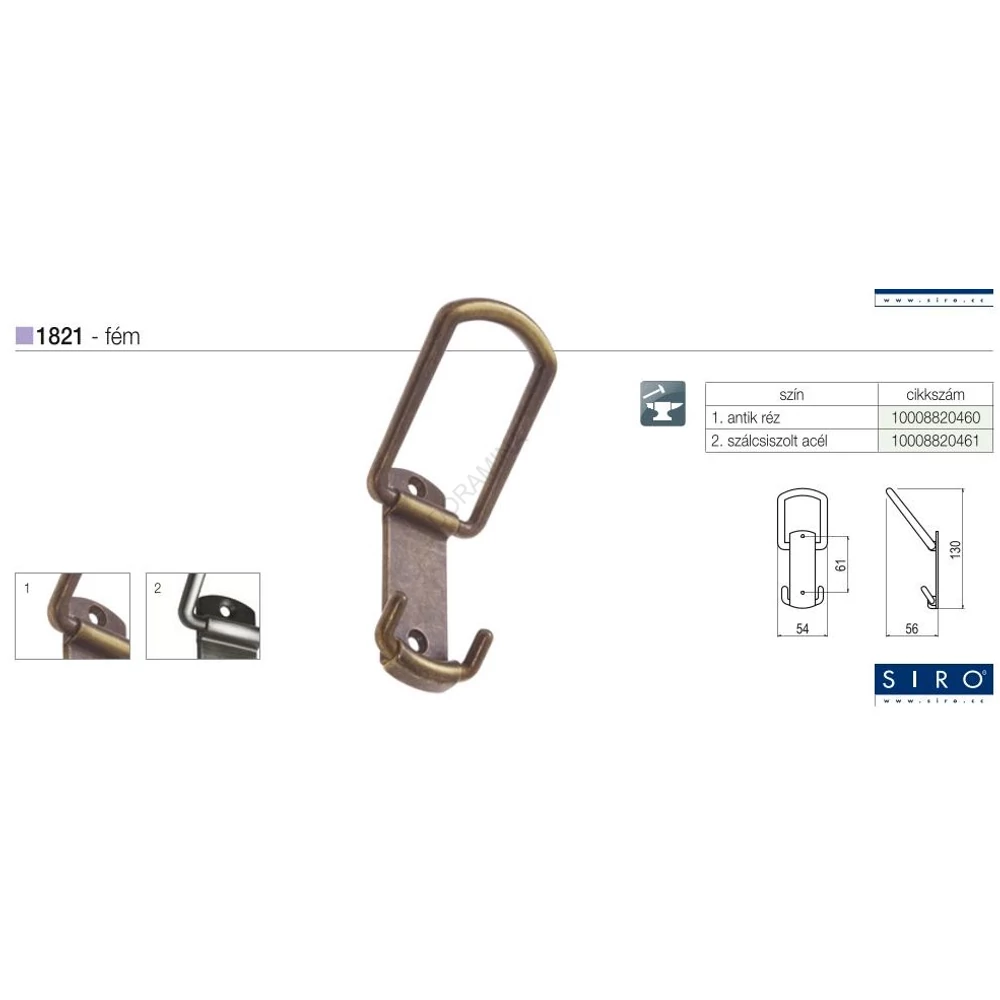 Kép 2/2 - FOGAS 1821 ZNS5 130x54 ANTIKOLT BRONZ