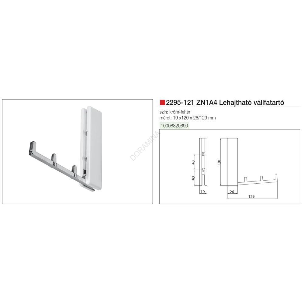 Kép 2/2 - FOGAS 2295-121 ZN1A4 . KRÓM-FEHÉR