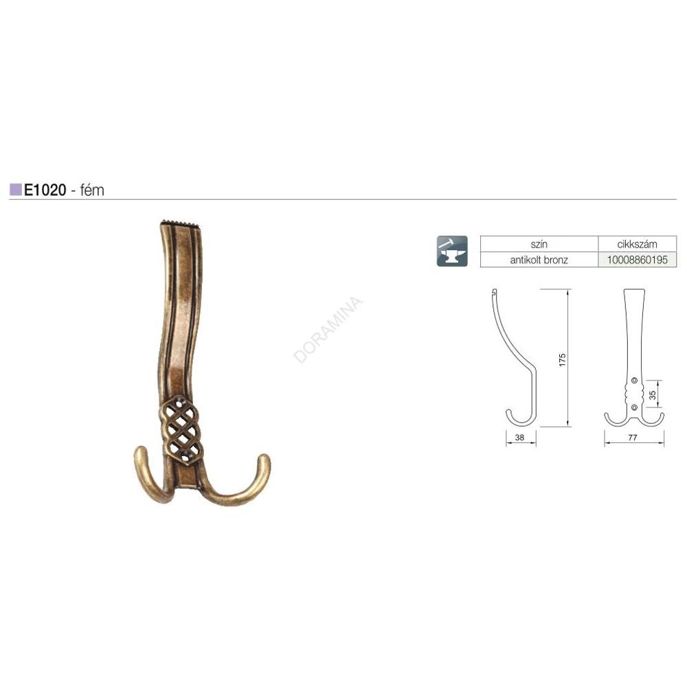 Kép 2/2 - FOGAS E1020 ANTIKOLT BRONZ
