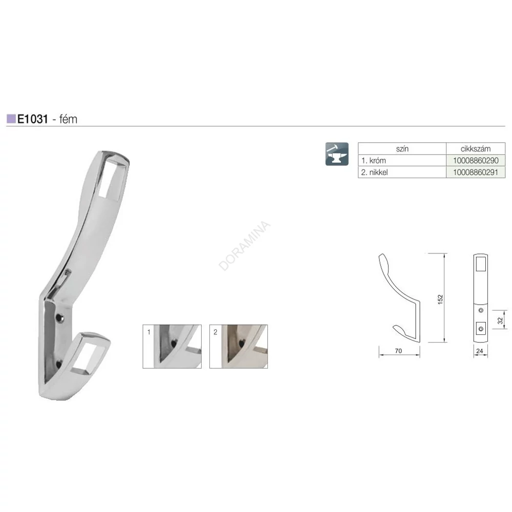 Kép 2/2 - FOGAS E1031 KRÓM