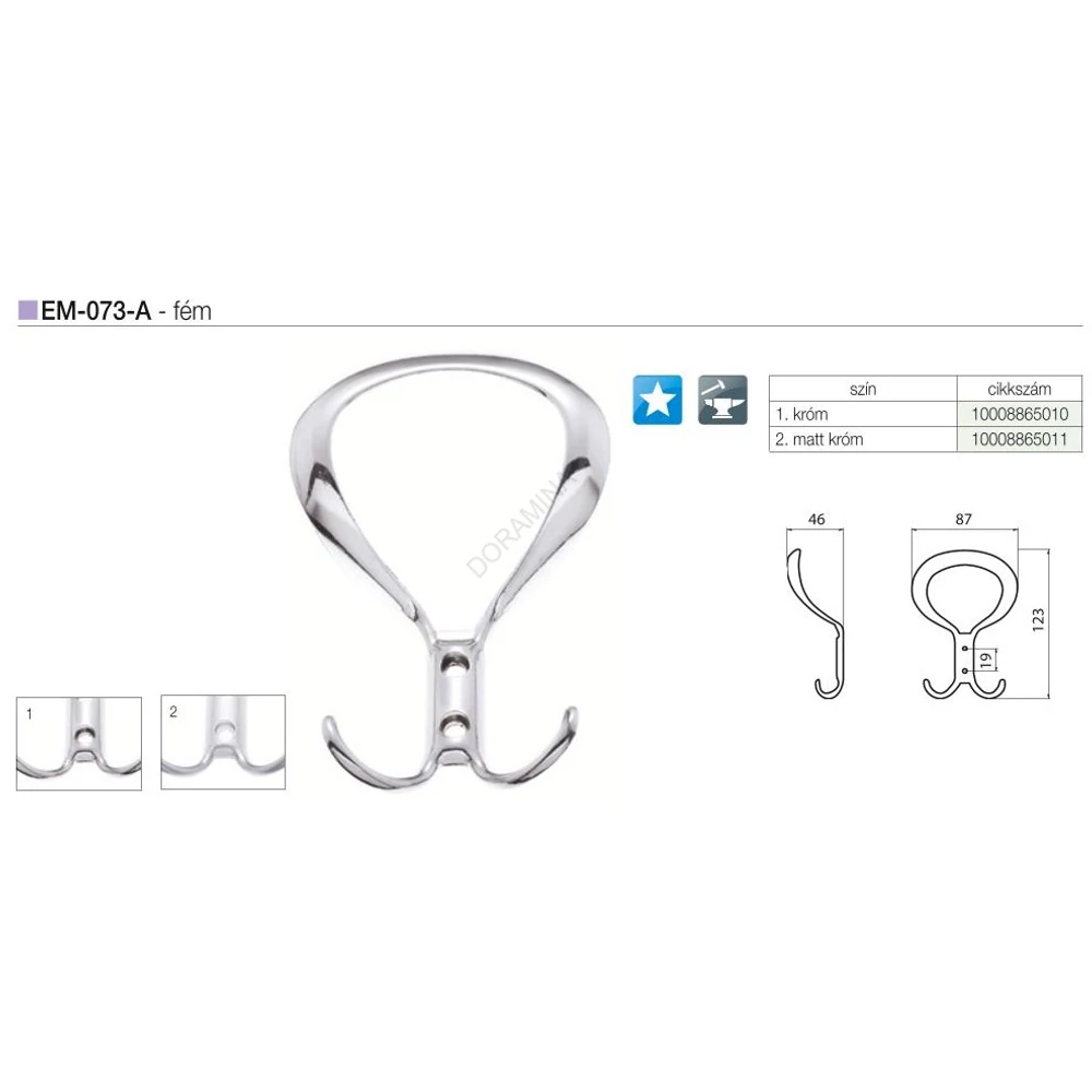Kép 2/2 - FOGAS EM-073-A 18mm KRÓM