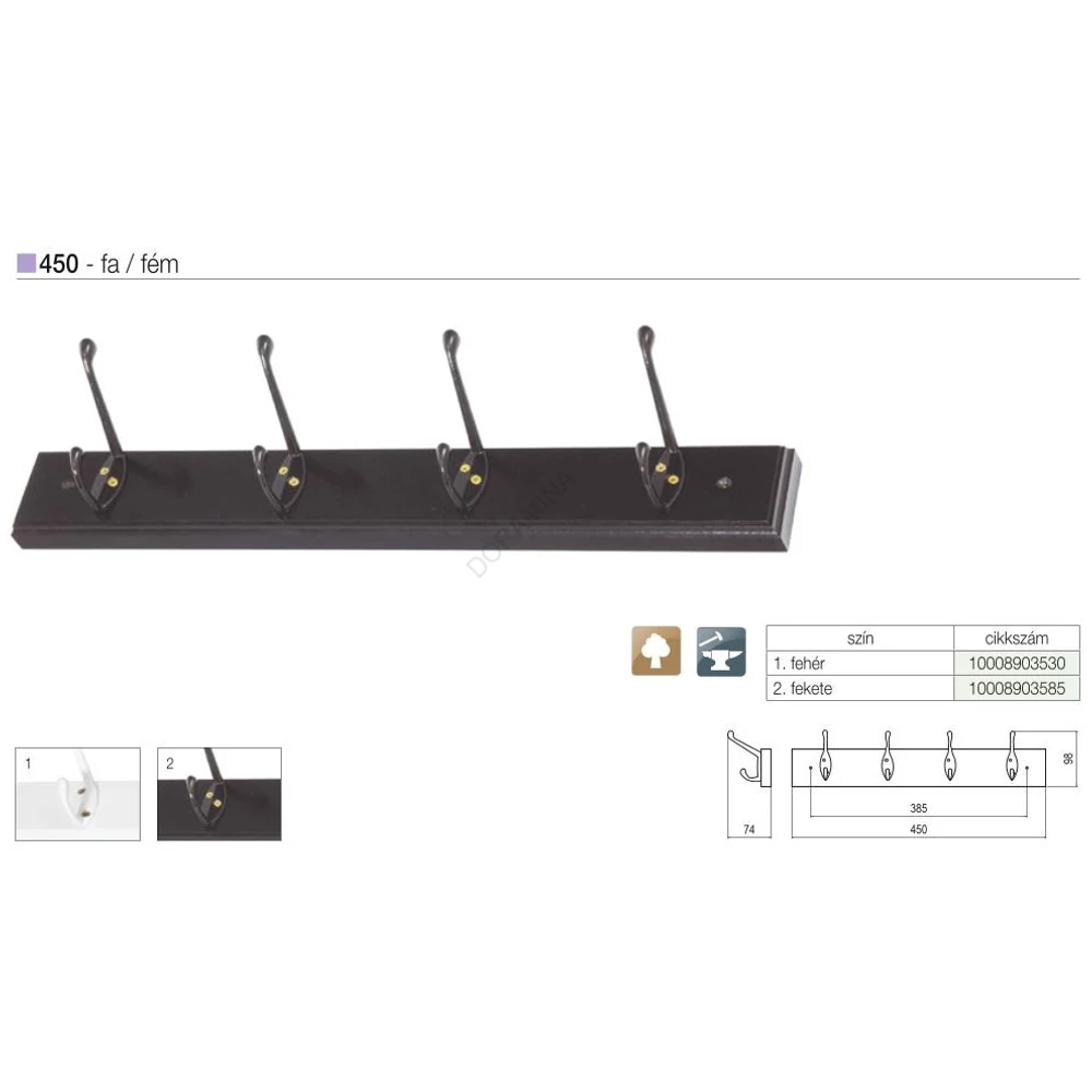 Kép 2/2 - FOGASSOR 450 4 FOGASSAL 385 FEKETE