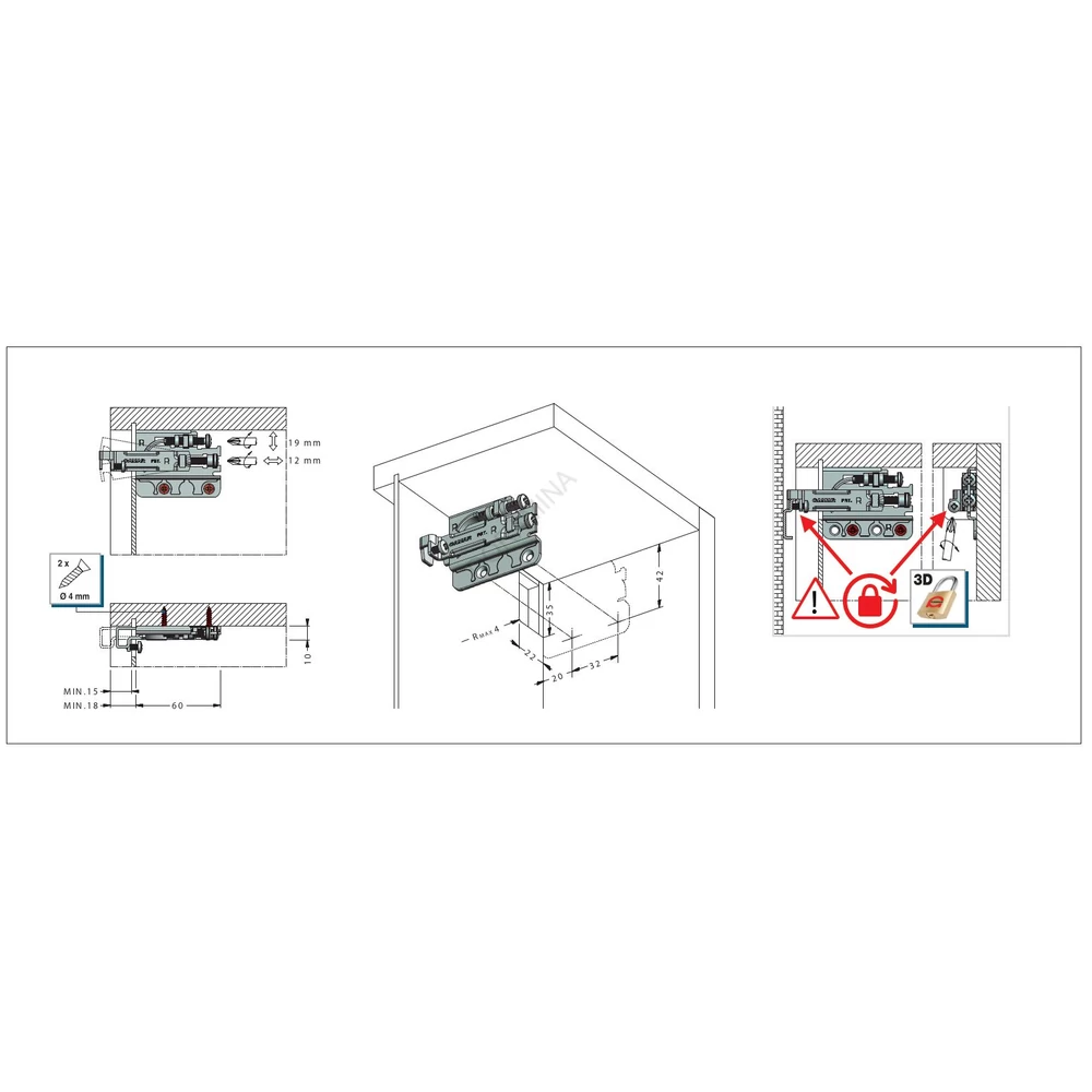 Kép 3/3 - SZEKRÉNY FÜGGESZTŐ 704 15 ZV VIDX ANTI-DROP CINK