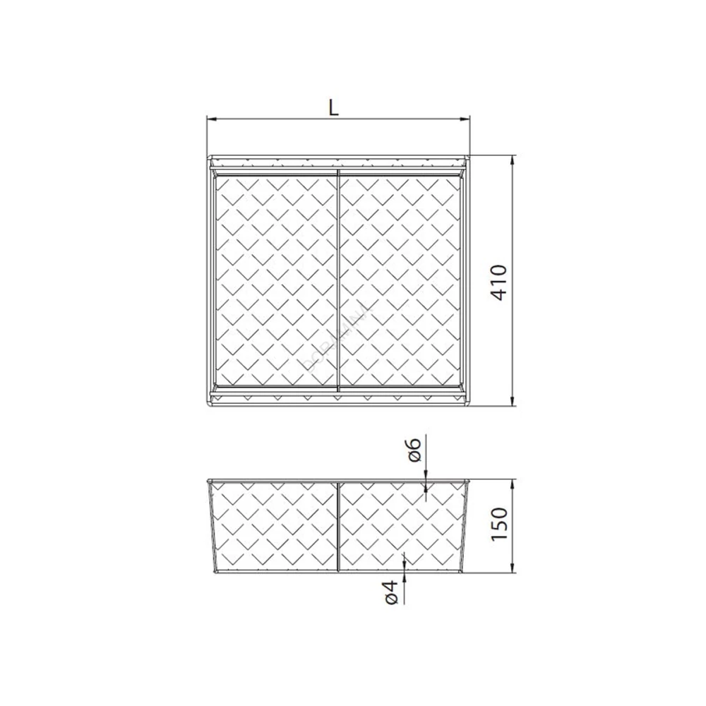 Kép 2/3 - HOME BOX MŰRATTAN TÁROLÓKOSÁR 600MM-ES, 438x150x410MM, ACÉLSZÜRKE
