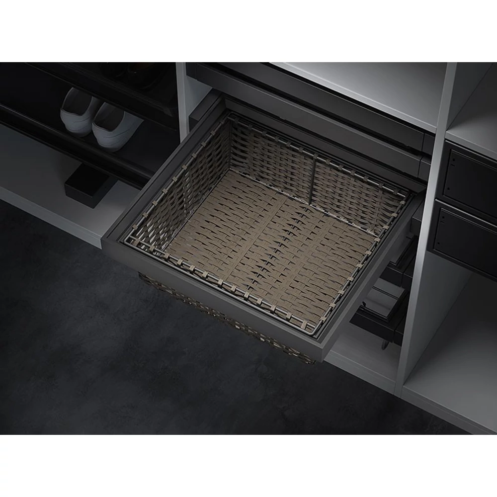 Kép 3/3 - HOME BOX MŰRATTAN TÁROLÓKOSÁR 600MM-ES, 438x150x410MM, ACÉLSZÜRKE
