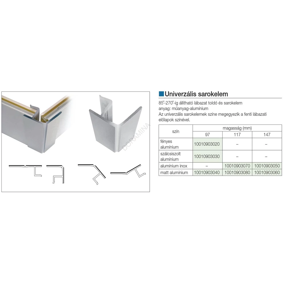 Kép 2/2 - LÁBAZATELEM MULTICORNER 21/19.82 H: 120 mm ALUMÍNIUM INOX