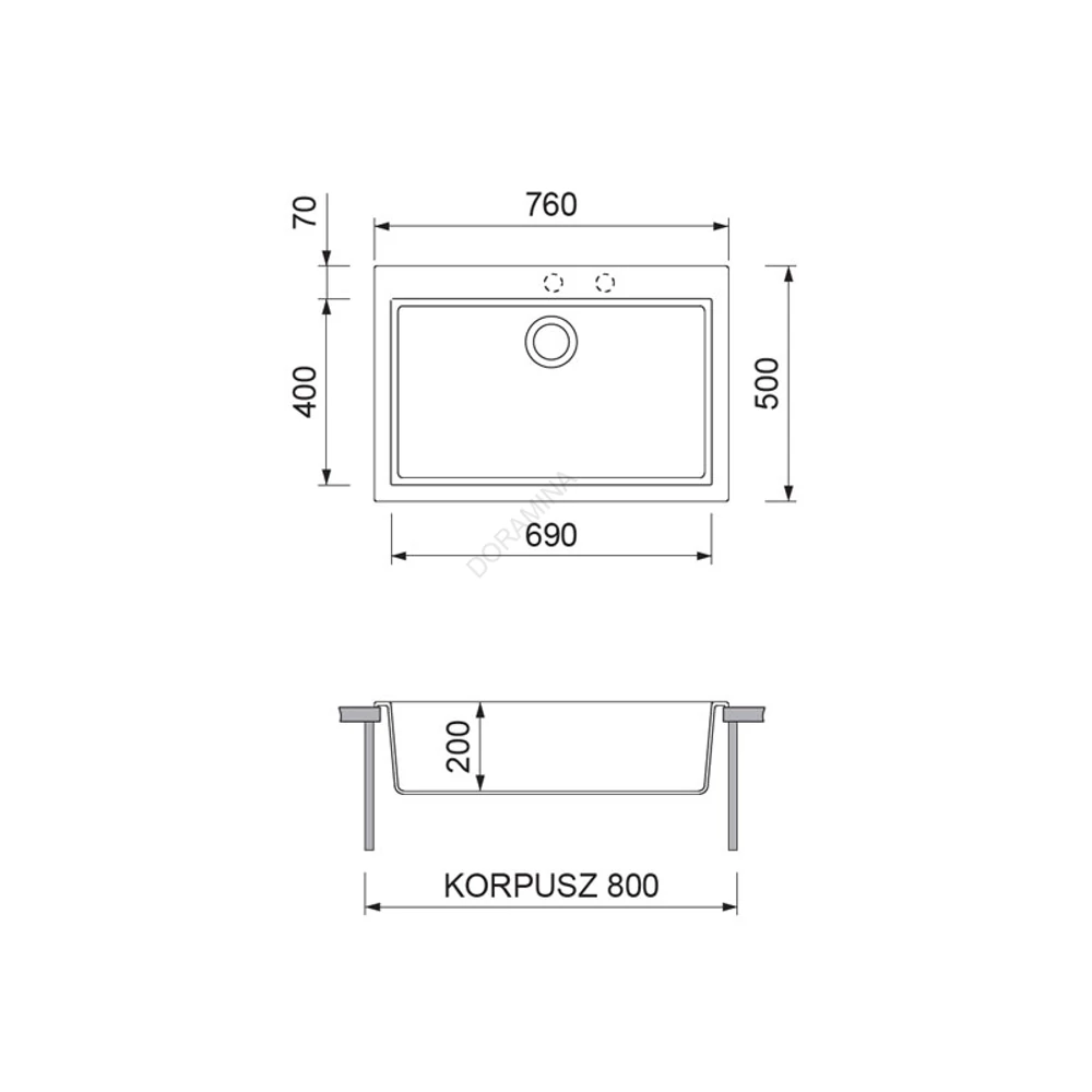Kép 2/2 - GRAWA GRÁNIT MOSOGATÓ GRAWA PT5-7610S 760x500mm SZAHARA