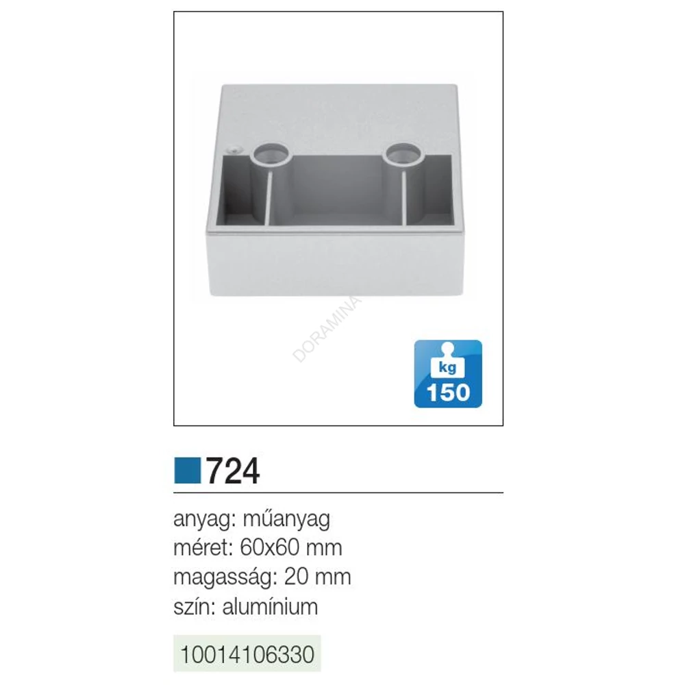 Kép 2/2 - MŰANYAG DESIGN LÁB ART 724 H=20mm 150 kg ALUMÍNIUM