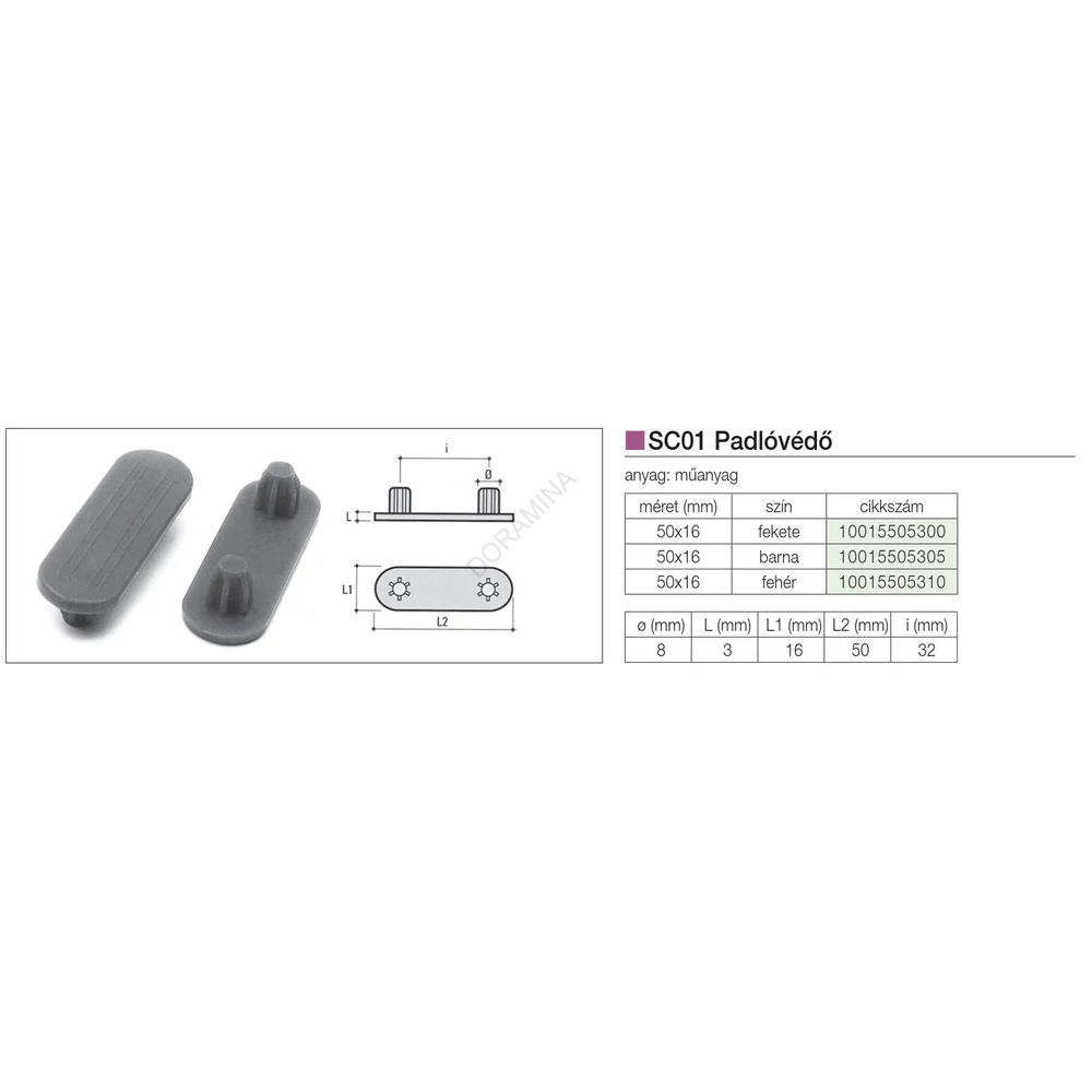 Kép 2/2 - PADLÓVÉDŐ SC01 50x16mm FEKETE