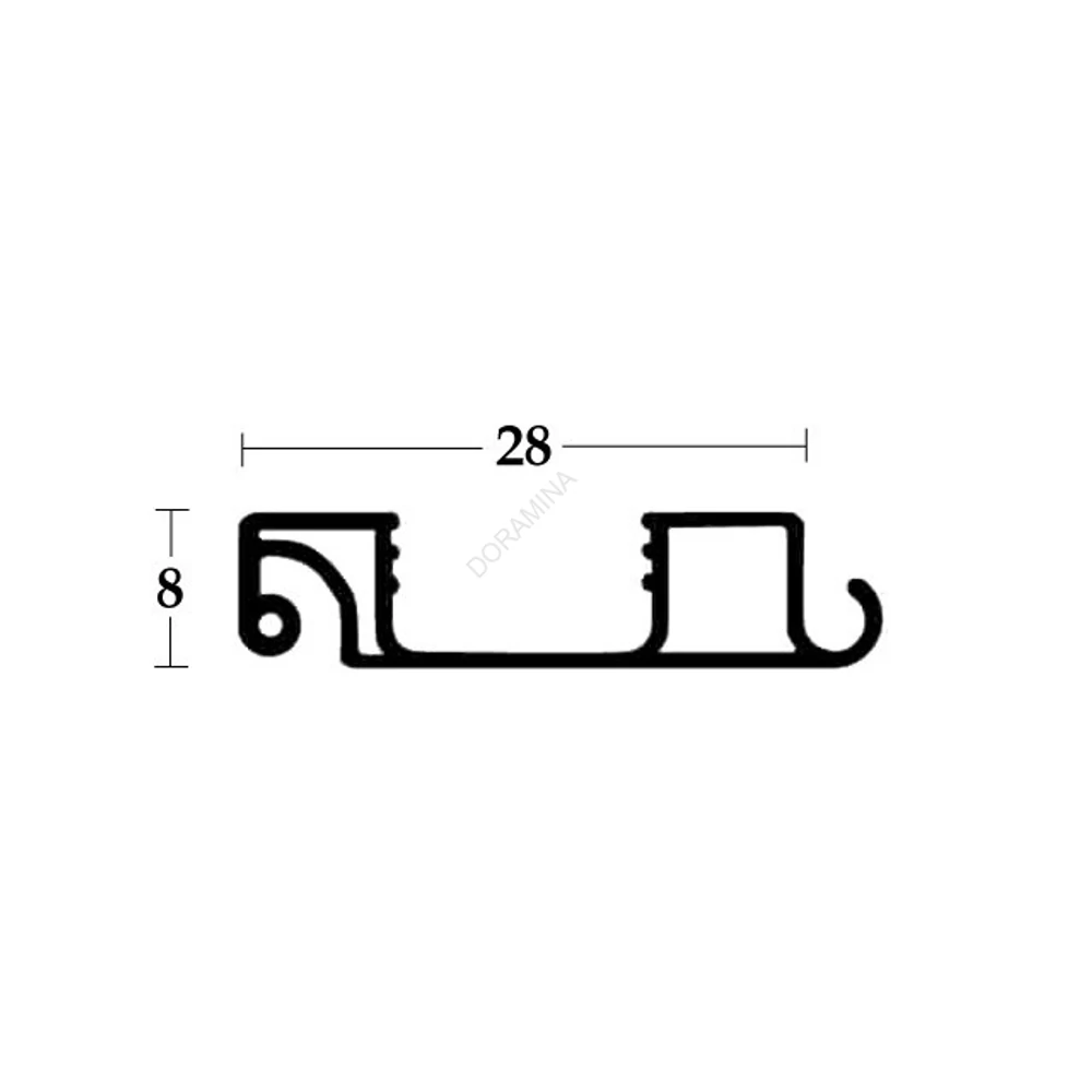 Kép 2/2 - REDŐNY RENDSZER 4180 FOGANTYÚ PROFIL A 3663-HOZ 28x8mm   2,6m EZÜST